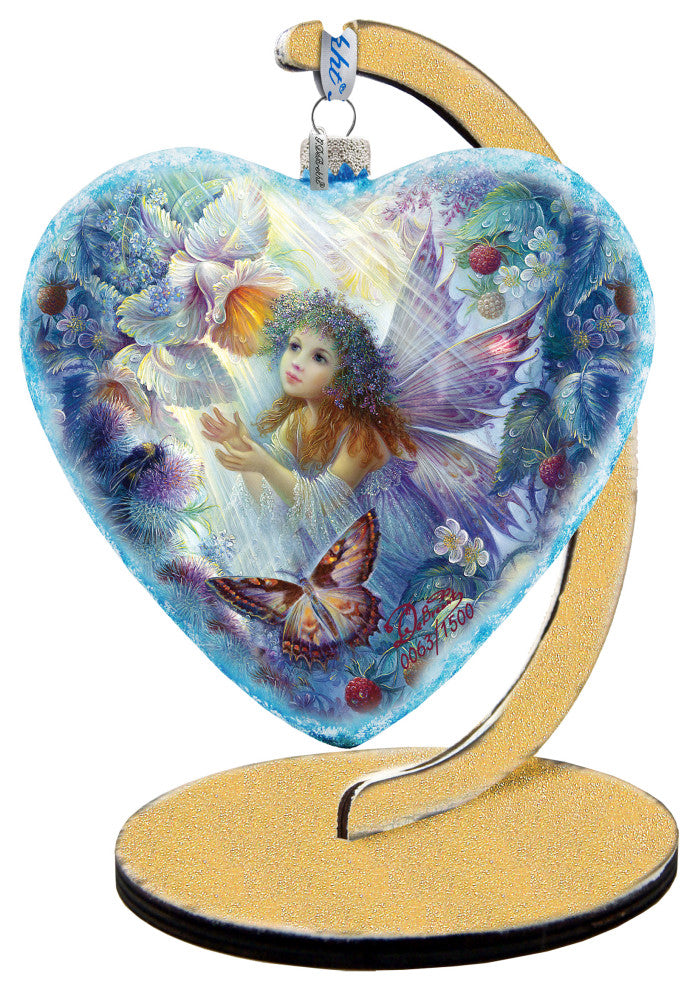 Hand Painted Scenic Glass Ornament Limited Edition Flower Fairy
