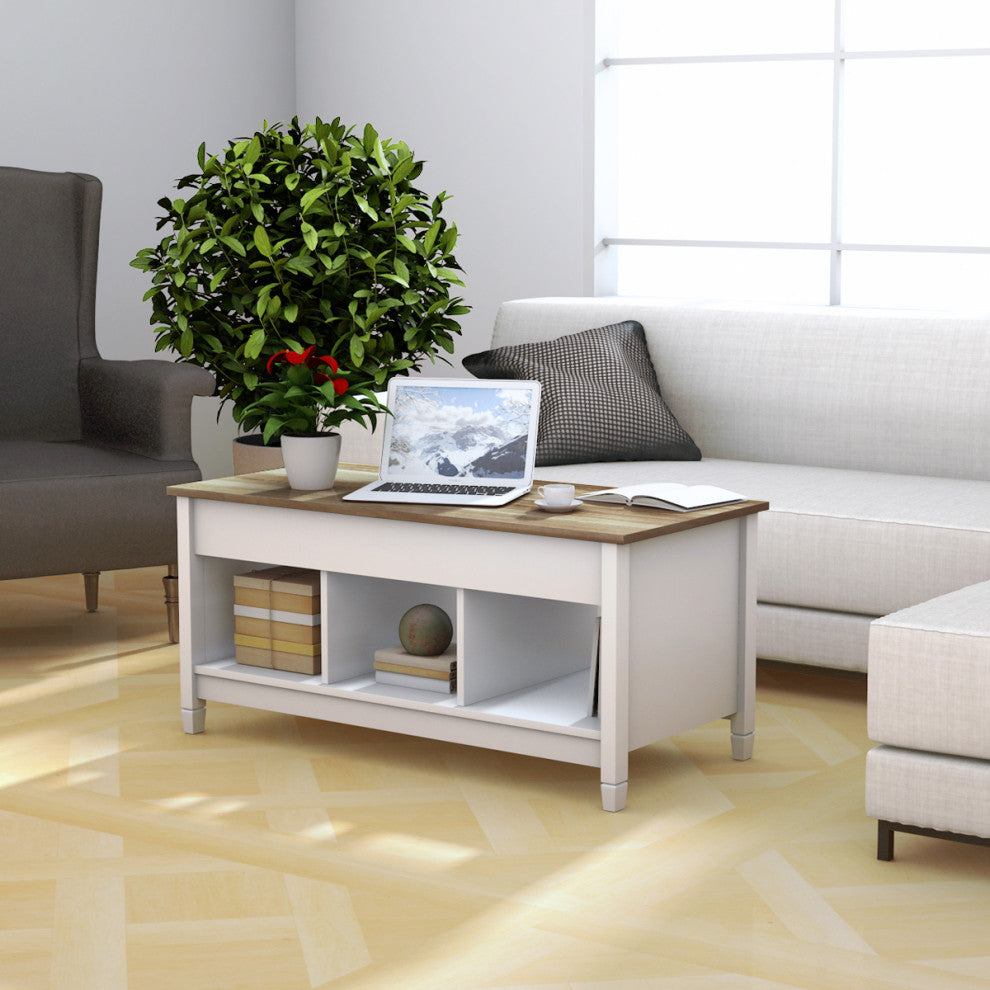 Costway Lift Top Coffee Table w/ Hidden Compartment and Storage Shelves Modern