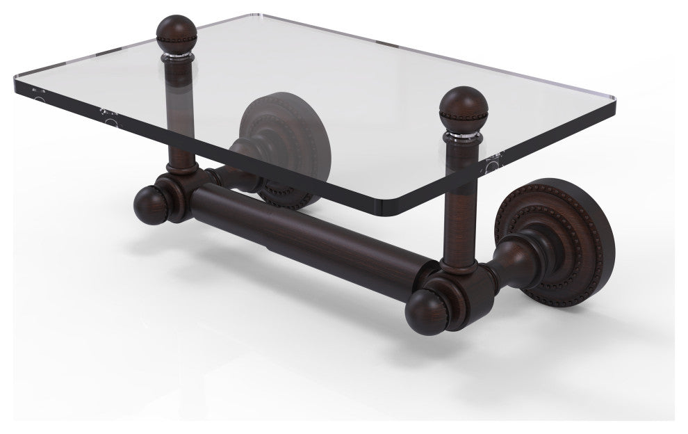 Dottingham Two Post Toilet Tissue Holder with Glass Shelf, Venetian Bronze