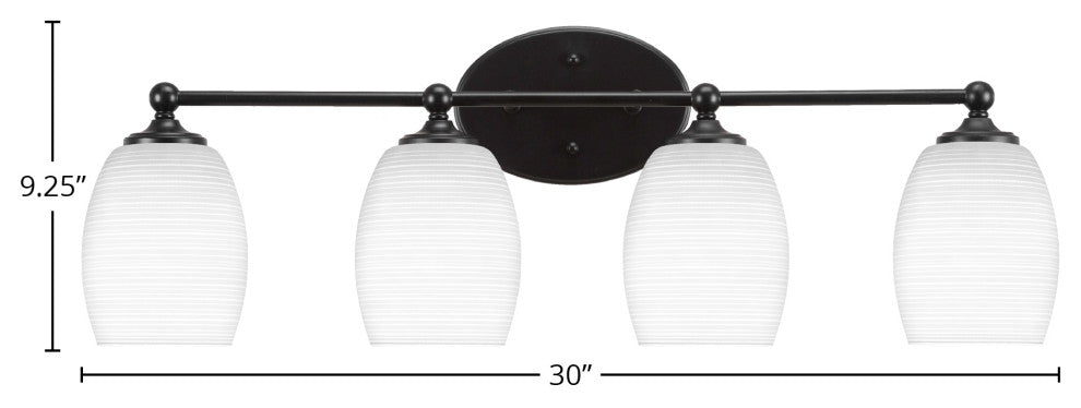 Capri 4-Light Bath Bar, Matte Black/White Matrix
