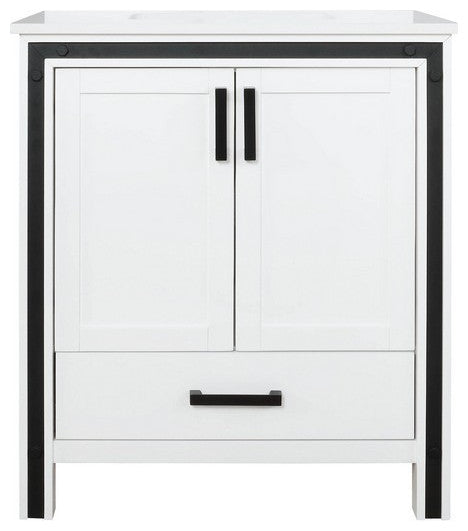 Ziva White 30" Single Vanity, Cultured Marble Top, White Square Sink