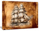 Ancient Sailboat Drawing, Seashore Wall Art on Canvas, 40"x30"
