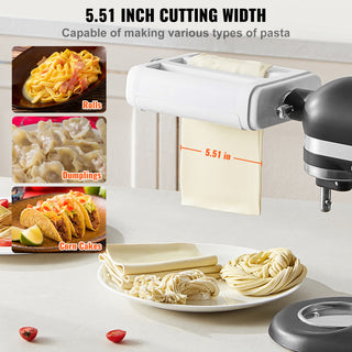 VEVOR 3-IN-1 Pasta Attachment for KitchenAid Stand Mixer Pasta Roller Cutter Set