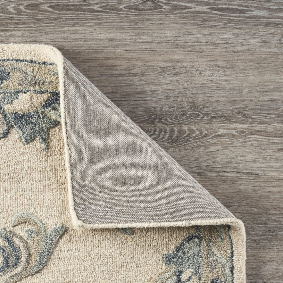 7' X 9' Light Blue Wool Hand Tufted Area Rug