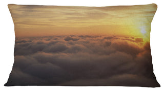 Yellow Sunrise Above Clouds Landscape Printed Throw Pillow, 12"x20"