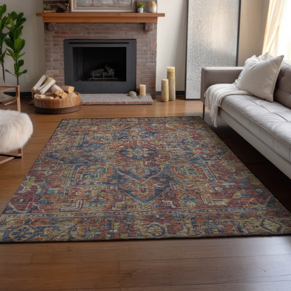 Premium Machine Washable Mayfield AMF571 Red 10' x 14' Rug