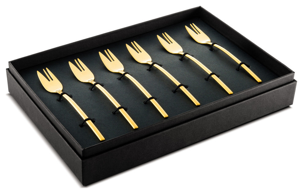 Due Cake Fork Set 6-Piece Set, Ice Gold