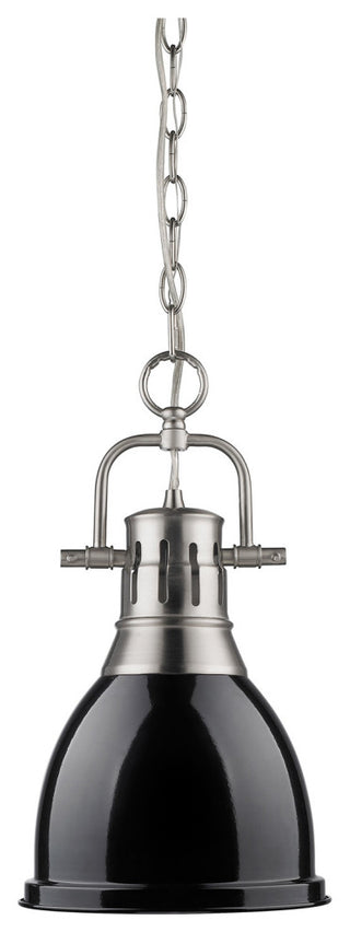 Golden Lighting 3602-S-PW Duncan 1 Light 9"W Mini Pendant - Pewter / White