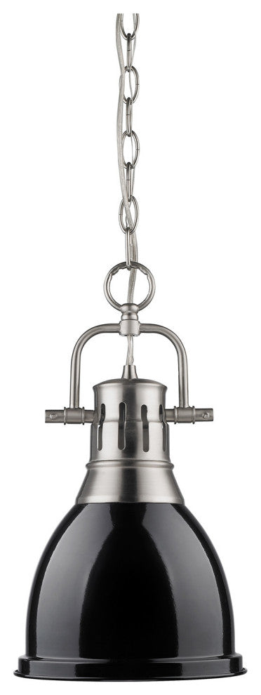 Golden Lighting 3602-S-PW Duncan 1 Light 9"W Mini Pendant - Pewter / White