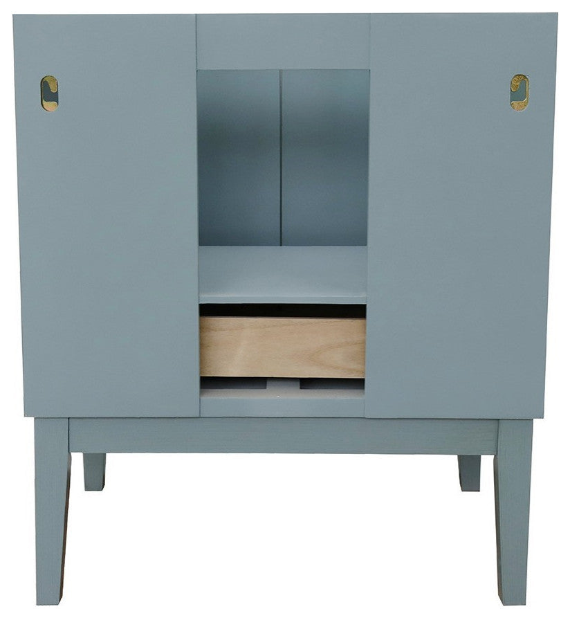 31" Single Vanity, Aqua Blue Finish With White Carrara Top