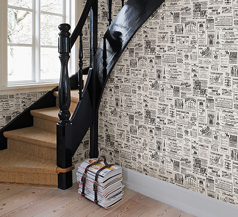 Adamstown Cream Vintage Newspaper Wallpaper Bolt