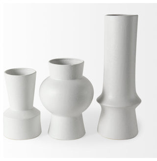 Laforge White Ceramic Vase, 11"