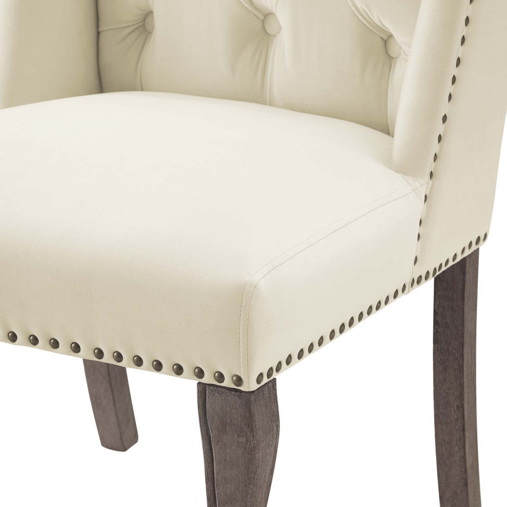 Side Dining Chair, Set of 2, Velvet, Ivory White, Modern, Cafe Bistro Restaurant