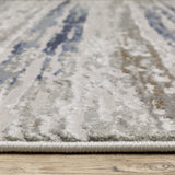 Emery Stripe Grey/Blue Indoor Area Rug, 6'7" x 9'6"
