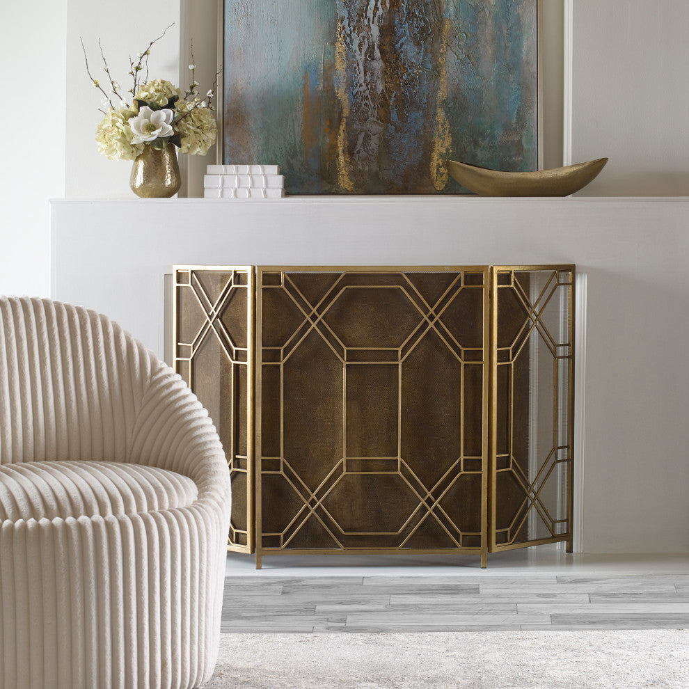 Uttermost Rosen Gold Fireplace Screen