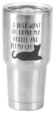 Stainless Steel Cold Or Hot Cup Tumbler Drink Coffee Pet Cat Ss 30 Oz.