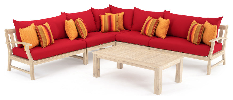 Kooper 6 Piece Sunbrella Outdoor Patio Sectional, Sunset