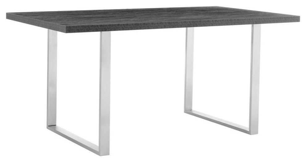 Fenton Rectangular 71" Dining Table, Charcoal Top and Brushed Stainless Steel