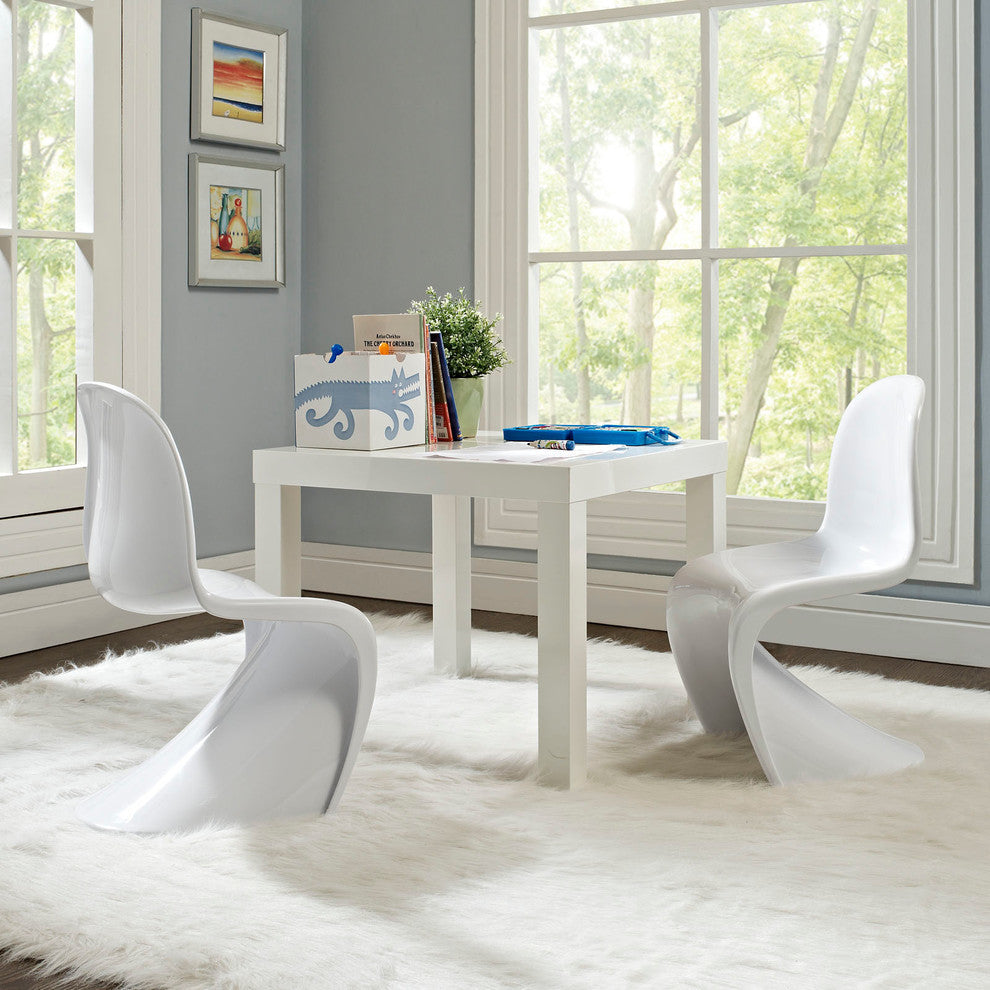 Modern Contemporary Living Room Kids Chair Set of 2 White