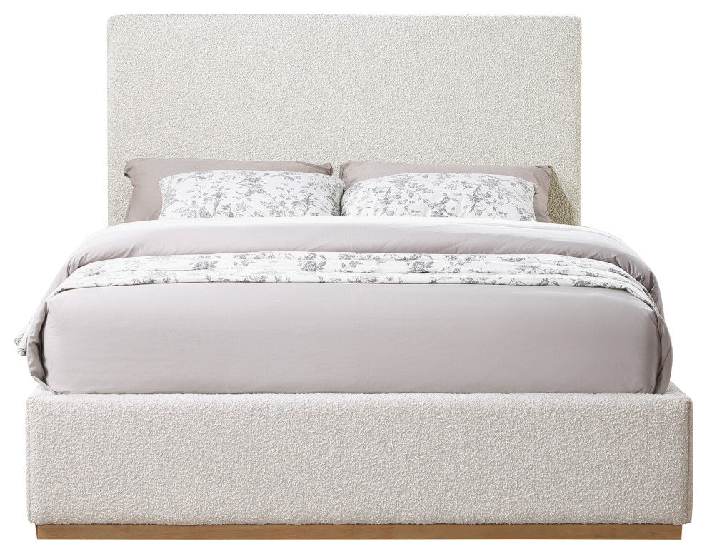 Monaco Boucle Fabric Upholstered Bed, Cream, King