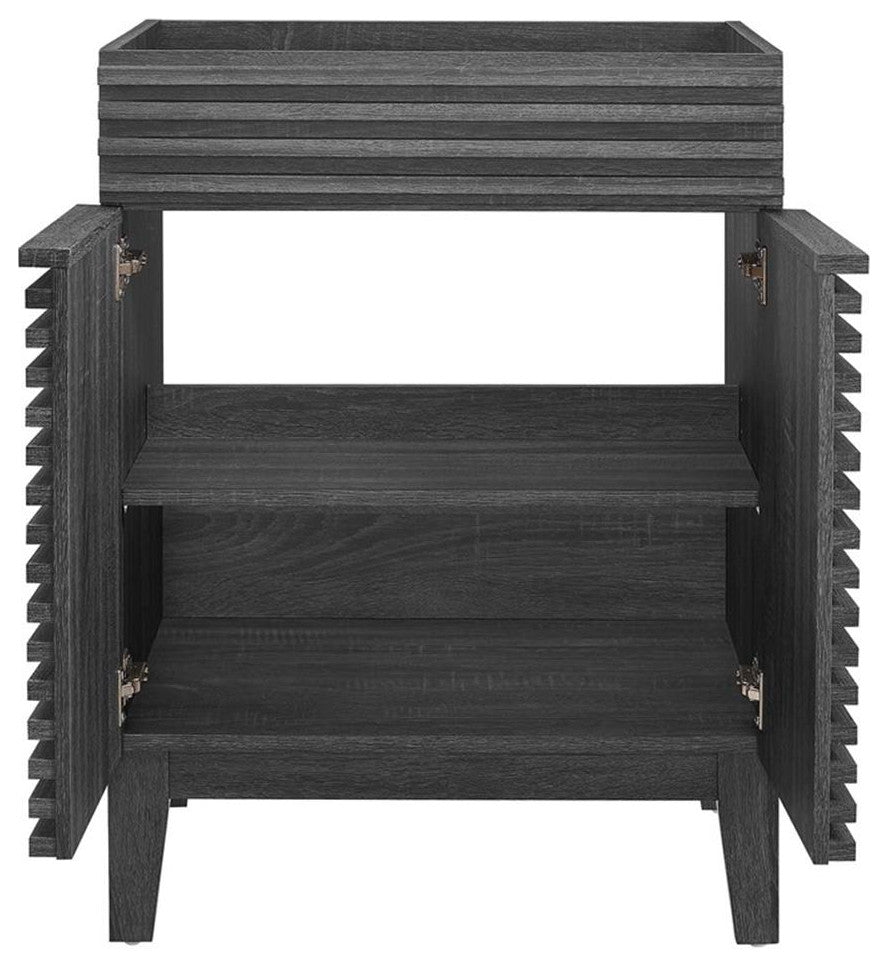 Modway Render Modern Style Wood Bathroom Vanity Cabinet in Charcoal