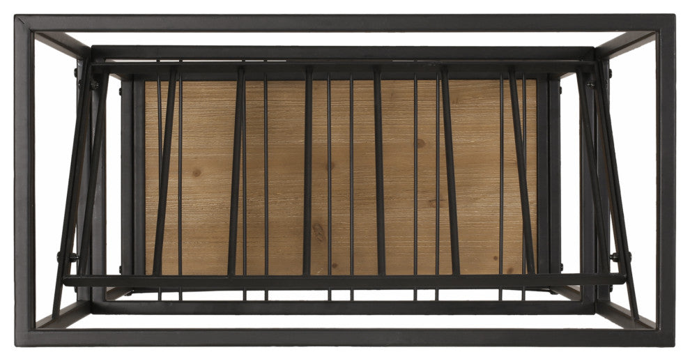 Broadwater Boho Industrial 21 Bottle Floor Wine Rack with Storage