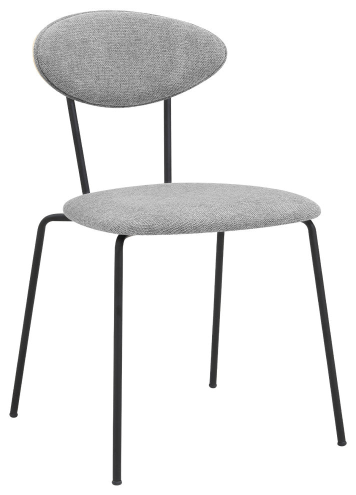 Neo Gray Fabric and Black Metal Dining Room Chairs, Set of 2