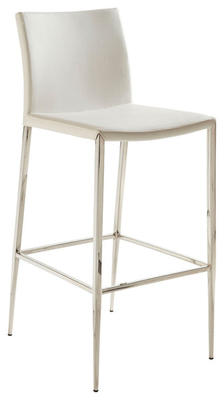 Diana-B Bar Stool, White With Polished Stainless Steel