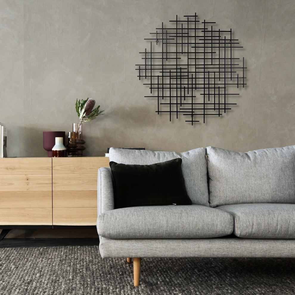 Iquara Small Black Round Metal Wall Art