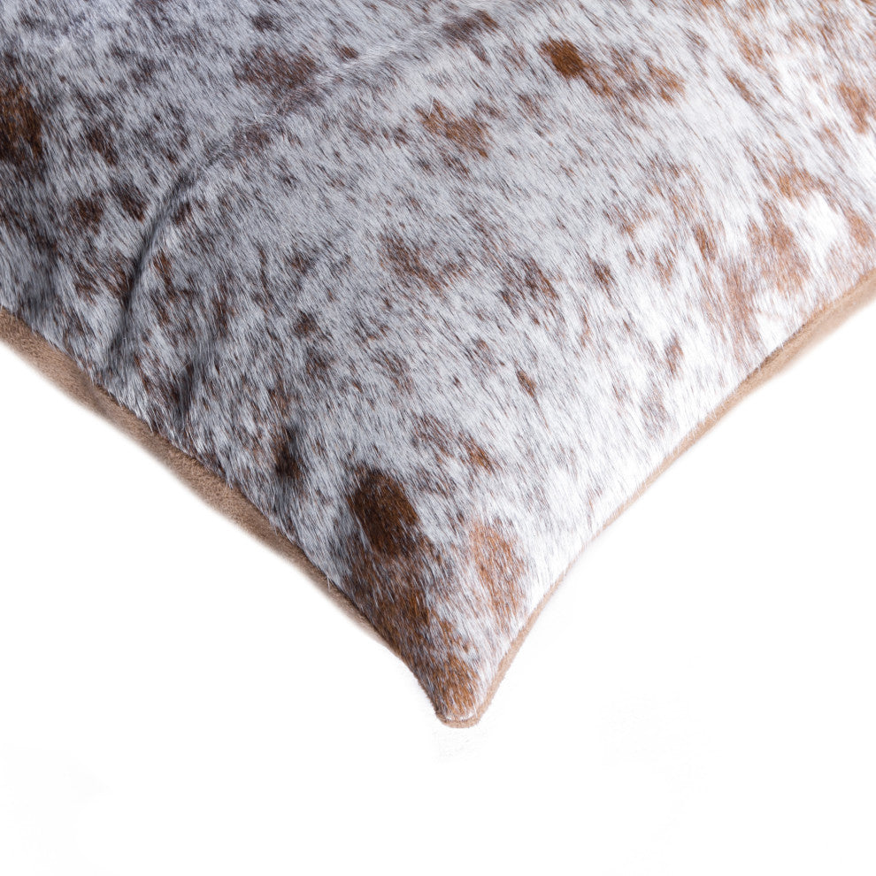 Natural Torino Cowhide Pillow 12"x20", Salt and Pepper Brown