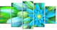 Massive Green Fractal Flower, Large Floral Canvas Art Print, 60"x32", 5 Panels