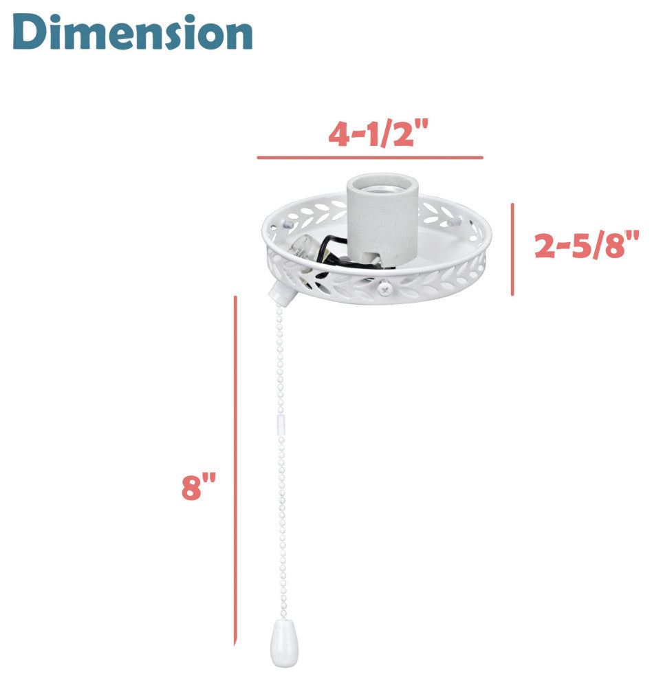 22001-21 1-Light Ceiling Fan Fitter Light Kit With Pull Chain, Painted White