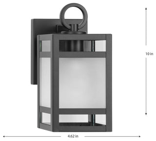Parrish 1-Light Matte Black Clear and Etched Glass Outdoor Small Wall Lantern