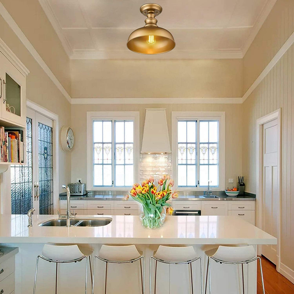 Ceiling Light Semi Flush Mount Indoor Ceiling Light Fixture with Gold Finish