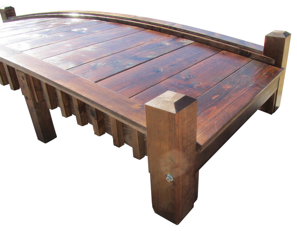 12 ft Commercial Grade Wood Garden Bridge With Low Rails