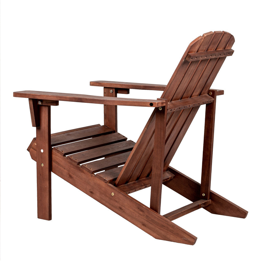 Westport Outdoor Patio Traditional Acacia Wood Adirondack Chair, Dark Brown