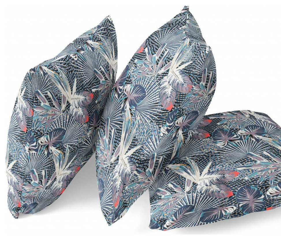 20" Purple Indigo Tropical Indoor Outdoor Throw Pillow