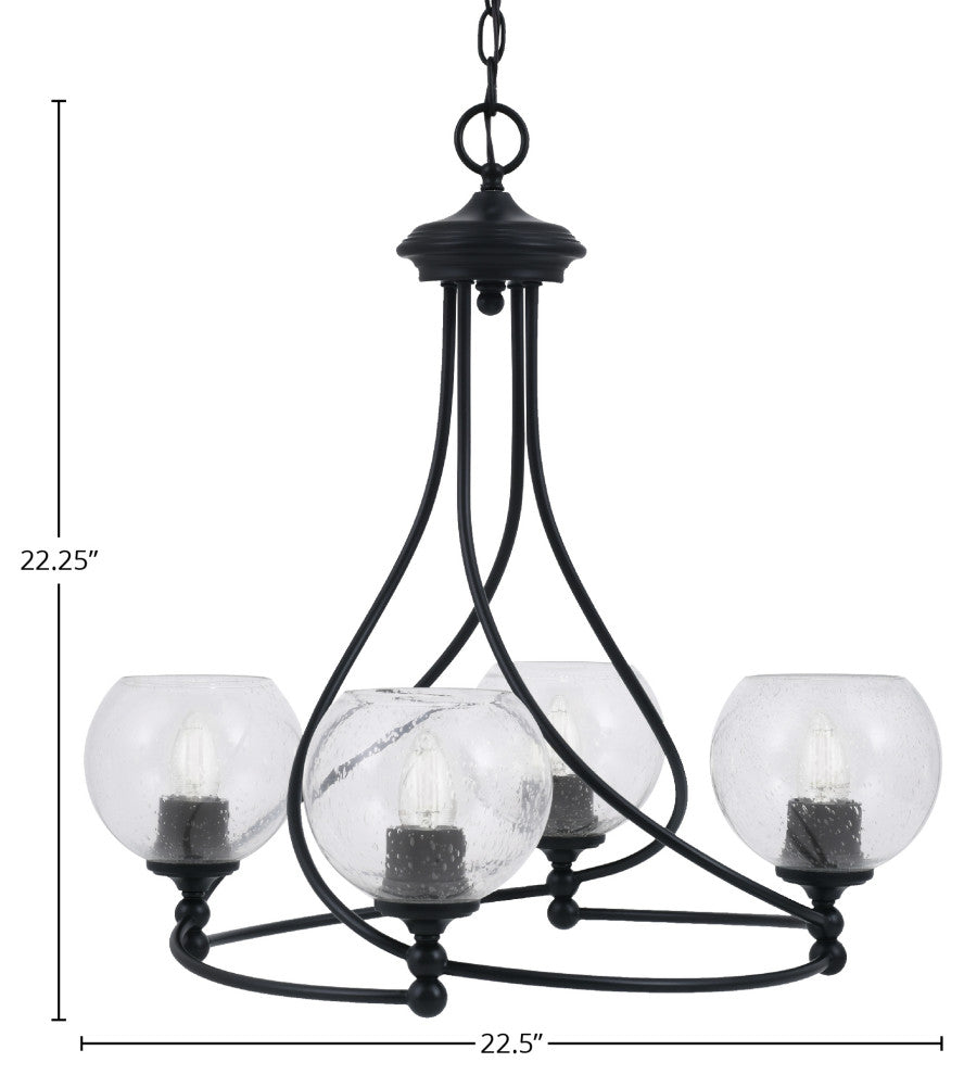 Capri 4-Light Chandelier, Matte Black/Clear Bubble