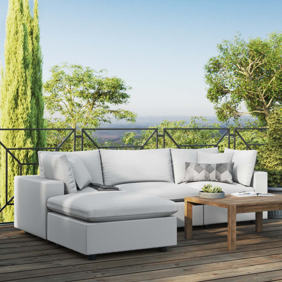 Modular Lounge Sectional Deep Sofa Set, White, Modern, Outdoor Hospitality