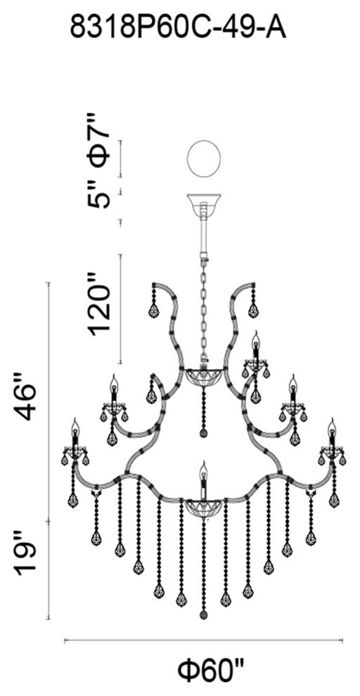 Maria Theresa Up Chandelier, 60 Inches