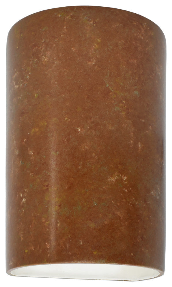Ambiance, Small ADA Cylinder, Open Top & Bottom Wall Sconce, Rust Patina