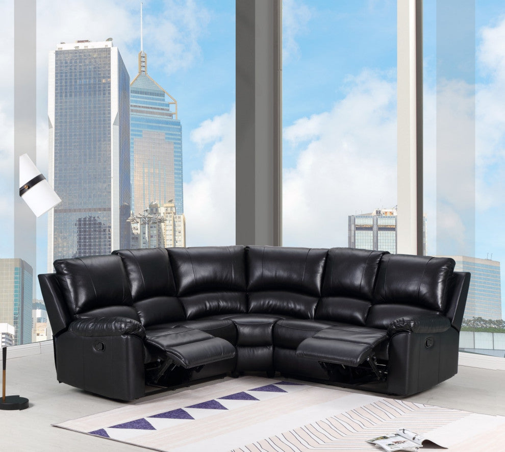Andrew Leather Air Powered Reclining Contemporary Sectional Black