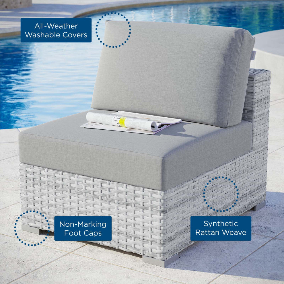 Lounge Chair, Rattan, Wicker, Gray, Modern, Outdoor Patio Balcony Garden
