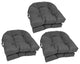 16" Polyester Solid Outdoor U-Shaped Tufted Chair Cushions, Set of 6, Cool Gray