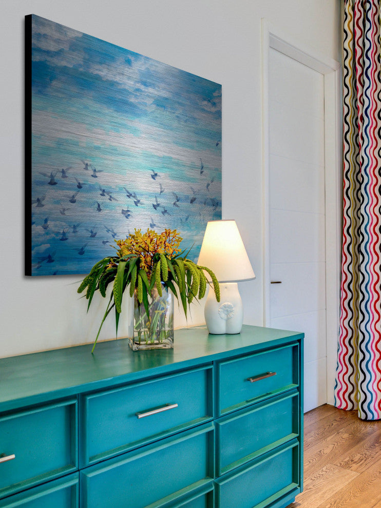 "Meadow Flock" Print on Brushed Aluminum, 32"x32"