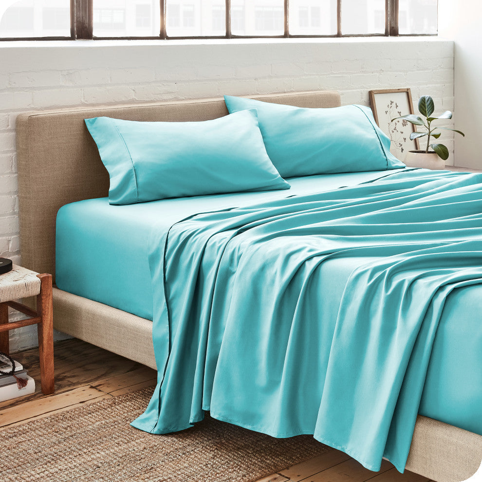 Bare Home Twin XL 1800 Microfiber Sheet Set, Aqua