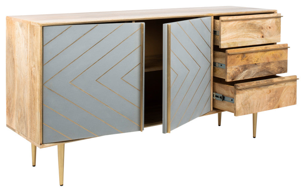 Safavieh Couture Titan Inlayed Cement Sideboard, Natural/Brass