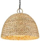 Golden Lighting 1081-5P Rue 5 Light 21"W Pendant - Matte Black / Woven Sweet