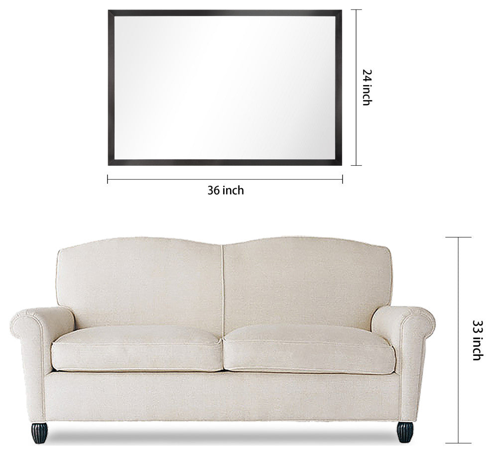 Contempo Stainless Steel Gold Wall Mirror, Brushed Black, 24"x36"