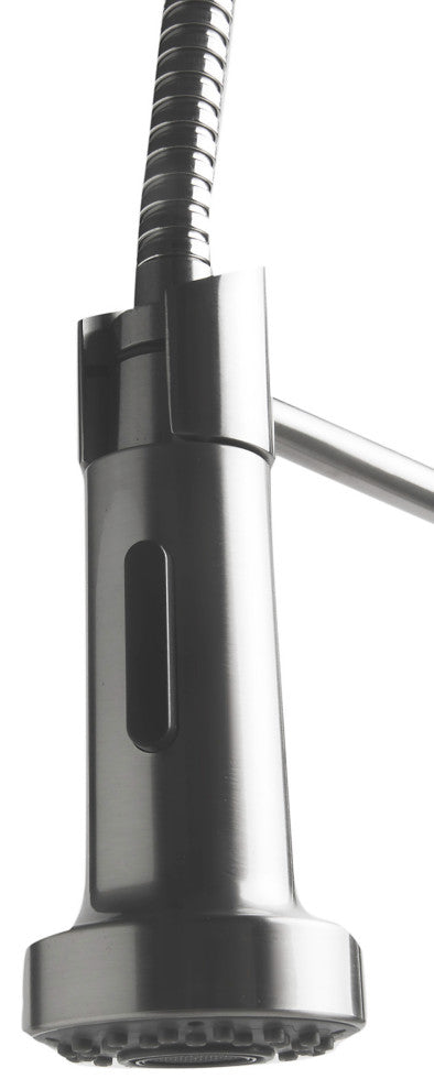 Solid Stainless Steel Spring Kitchen Faucet with Pull Down Shower Spray